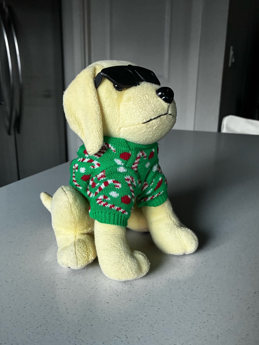 🎄 Vintage Raisin Cane Collectible Christmas Plush Dog with Sunglasses & Sweater